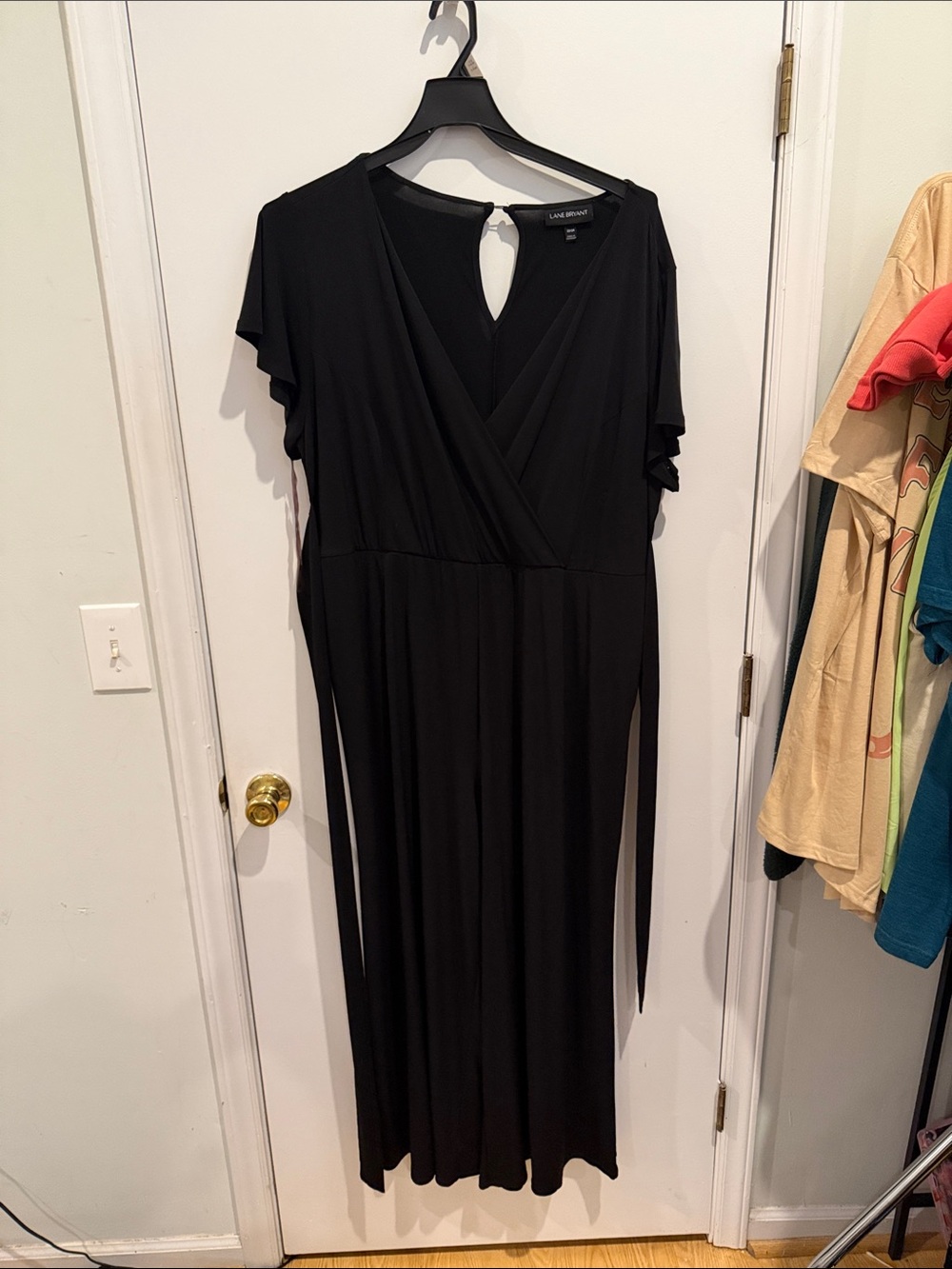 Lane Bryant Black Maxi Wrap Jumpsuit with Flutter Sleeves size 22.24